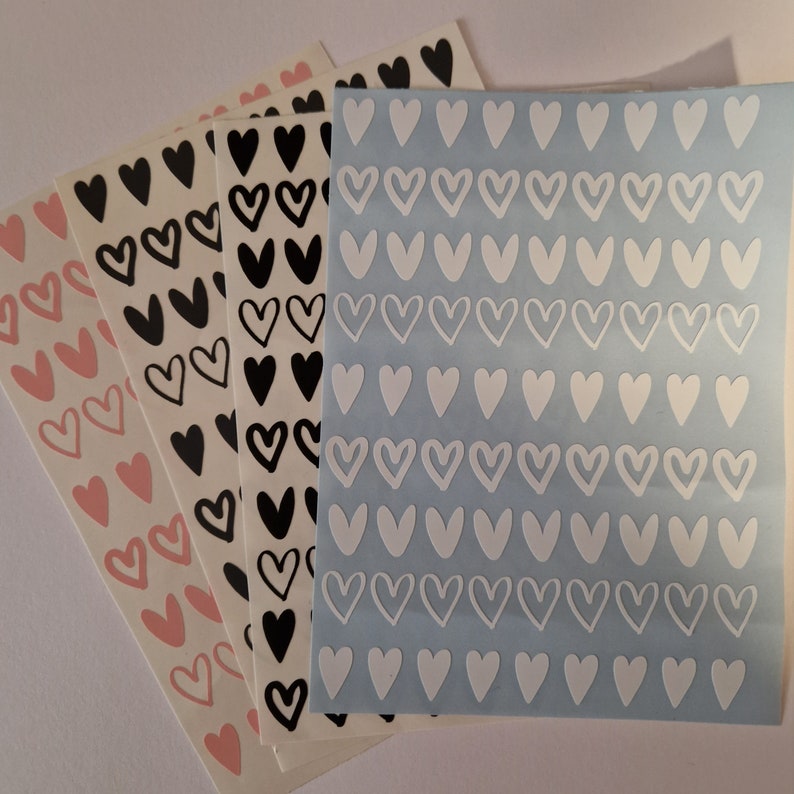 Din A6 sheet of 81 hearts sticker vinyl 1.2 cm high image 3