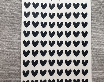 2 sheets Din A6 sheet with 80 hearts stickers vinyl 1 cm