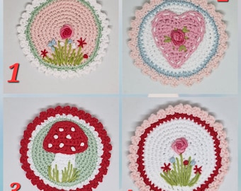 Many crochet buttons toadstool, flower