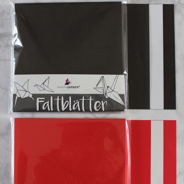 Faltblätter Duo „Rot-Weiß“ oder „Schwarz-Weiß“  15 x 15 cm