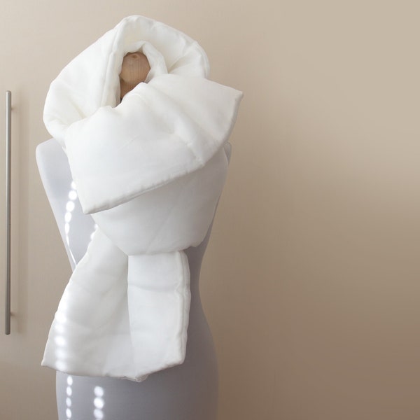 Witte zijde organza Puffy Sjaal Bruid Sjaal