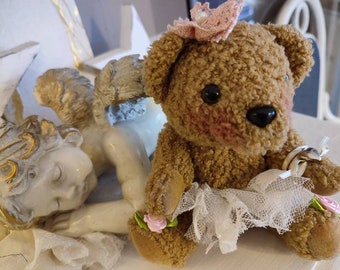 Älteres Zauberhaftes Bärchen Teddy als ballerina Teddybär brocante shabby chic nostalgie ballett Vintage spitzenröckchen