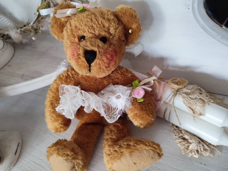 Älteres Zauberhaftes Bärchen Teddy als ballerina Teddybär brocante shabby chic nostalgie ballett Vintage florentinerspitze Bild 4