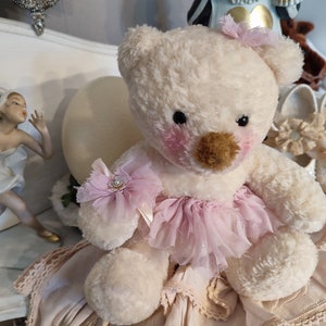 Sweet teddy as ballerina teddy bear vintage retro brocante decoration