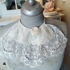 Collar for tailor&#39;s dummy Krause doll collar old lace tulle brocante nostalgic handmade shabby chic