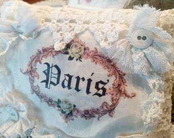 Lavender pillow scented pillow decorative pillow brocante handmade unique piece shabby chic vintage white franske paris