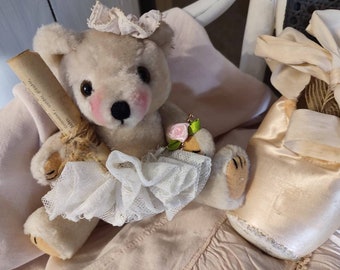 Älteres Bärchen Tutu Teddy als ballerina Teddybär brocante shabby nostalgie ballett Vintage alte spitze