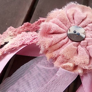 Nostalgic brooch brocante unique piece retro shabby chic vintage old pink