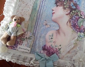 Nostalgische Geschenkidee für Ballettliebhaber-innen Bild große Collage Ballett Ballerina brocante shabby handgefertigt Einzelstück