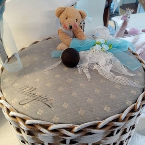 Vintage retro sewing box with teddy shabby chic brocante single piece