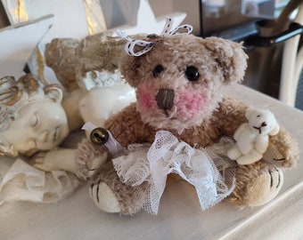 Süsses Bärchen mit Baby Tutu Teddy als ballerina Teddybär brocante shabby nostalgie ballett Vintage florentinerspitze