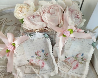 2 sachets Lavendelkissen Duftkissen Dekokissen brocante shabby chic vintage rosa creme