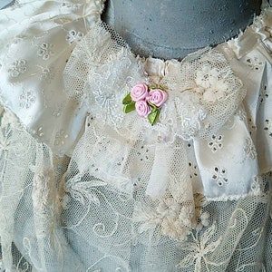 Collar for tailor&#39;s dummy, doll collar, old Florentine lace, tulle, brocante, nostalgic, handmade, shabby chic, cream white