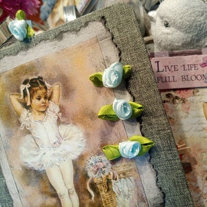romantisches notizbuch Ballett Ballerina nostalgisch shabby chic brocante Einzelstück ballettträume blau grau