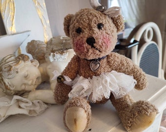 Süsses Bärchen Tutu Teddy als ballerina Teddybär brocante shabby nostalgie Vintage retro ballett alte florentinerspitze