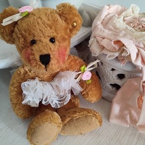 Älteres Zauberhaftes Bärchen Teddy als ballerina Teddybär brocante shabby chic nostalgie ballett Vintage florentinerspitze Bild 1