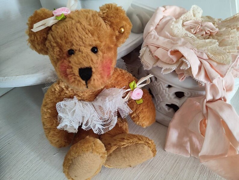 Älteres Zauberhaftes Bärchen Teddy als ballerina Teddybär brocante shabby chic nostalgie ballett Vintage florentinerspitze Bild 1