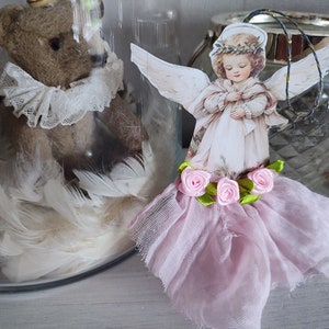 Vintage Retro Püppchen aus pappe dekohänger  engel Nostalgisch brocante shabby chic Weihnachtsdekoration baumdeko Schutzengel