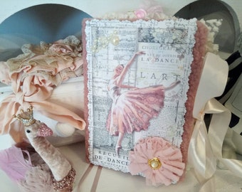 romantisches notizbuch Tagebuch Ballett Ballerina nostalgisch shabby brocante Einzelstück album plüschumschlag