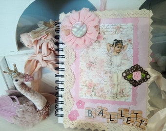 romantic spiral book notebook diary ballet ballerina sketchbook shabby brocante unique album junk journal for souvenirs