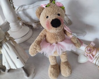 Älteres Bärchen mit metallherz Tutu Teddy als ballerina Teddybär brocante shabby nostalgie ballett Vintage