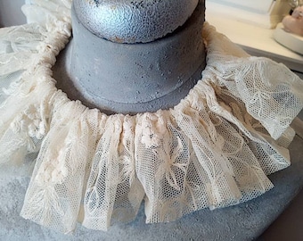 Collar for tailor's dummy Krause doll collar old Florentine lace Florentine tulle brocante nostalgic handmade shabby chic