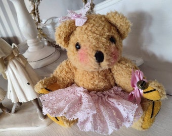 Sweet bear tutu teddy as a ballerina teddy bear brocante shabby nostalgia vintage retro ballet old lace