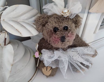 Älteres Zauberhaftes Bärchen Teddy als ballerina Teddybär brocante shabby chic nostalgie ballett Vintage Florentiner spitze tüllröckchen