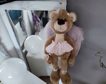 Sugar-sweet teddy bear decorative teddy as a ballerina decoration plush teddy vintage retro approx. 63 centimeters long