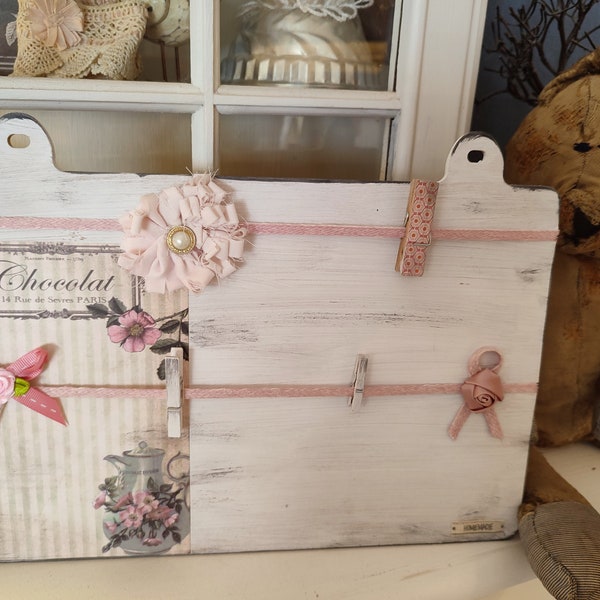 Memoboard memo FotoTafel fotowand Klemmbrett brocante shabby chic Vintage chocolate paris Frankreich