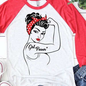 Girl Power SVG eps png dxf Schneidedatei Silhouette Cricut Rosie SVG Pin up Svg Rosie the Riveter Strong woman svg Girl svg Mom svg Vektor