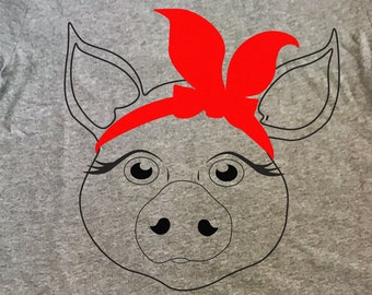Cute pig with bandana digital files for Cricut and Silhouette cutting machines, t-shirt and wall decor, SVG, EPS, DXF for iron on transfer