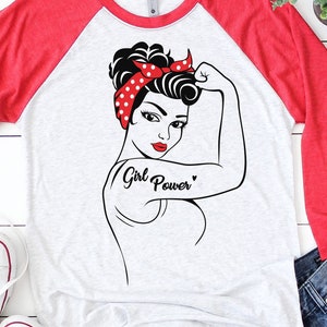 Girl Power Schnittdateien für Mama T-Shirt Design, Silhouette und Cricut, Frau Clip Art, SVG, EPS, DXF, png, jpg für Kartenherstellung, Basteln, Dekor