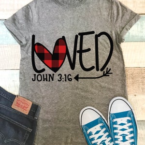 Loved John 3:16 Svg Eps Png Dxf Cutting Files, Valentines Day Svg, Christian Svg, Clipart, Buffalo Plaid Heart Svg, Digital Download - MM316