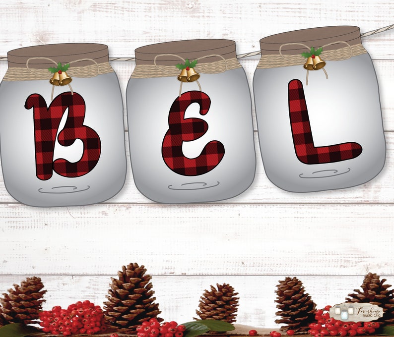 Red Buffalo Plaid Farmhouse Christmas Wall Art Set Christmas Etsy