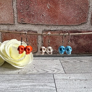 Skull Earrings, Dangle Earrings for women, Multicolored Earrings, Skeleton Head, Jewelry, Unique handmade earrings