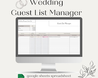 Plantilla de lista de invitados a la boda Lista de invitados Hoja de cálculo del planificador de bodas Hojas de cálculo de Google para la lista de invitados a la boda Lista de verificación para bodas Hoja de cálculo para bodas