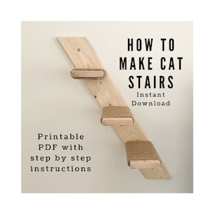 Cyfrowa obróbka drewna, schody dla kota w formacie PDF do druku cyfrowego – każdy poziom umiejętności, schody dla kota w formacie PDF, drukowany poradnik obróbki drewna, schody dla kota DIY
