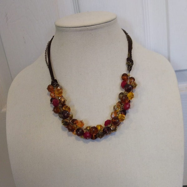 Ali-Khan New York fall colors festoon beaded necklace