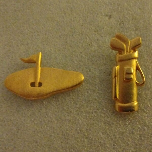 JJ (Jonette Jewelry) gold-tone golf course and golf bag tack pins