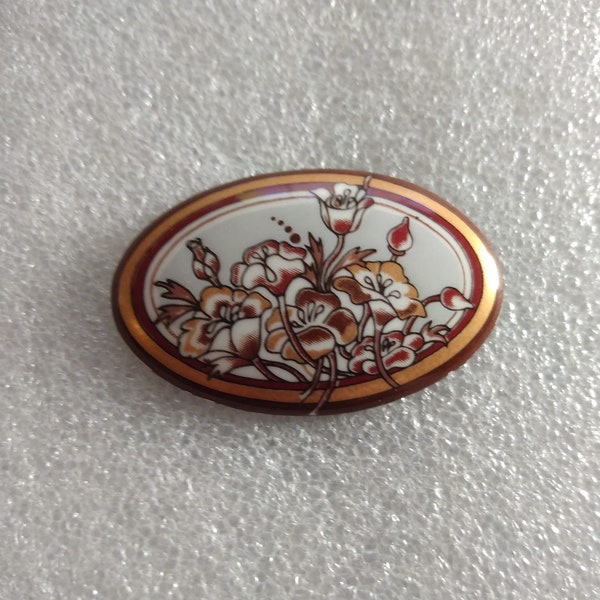 Art Nouveau Michaela Frey 1970s-era enamel flower brooch