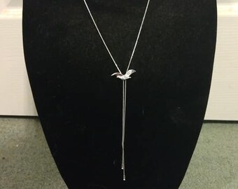 Avon 1984 silver-tone "Seagull slide lariat"  necklace