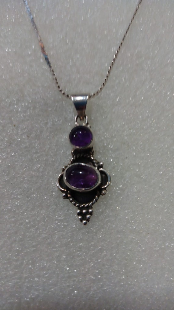 Sterling silver amethyst pendant necklace - image 2