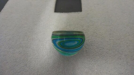 Handmade blue-green glass ring, US size 8.5 - image 2