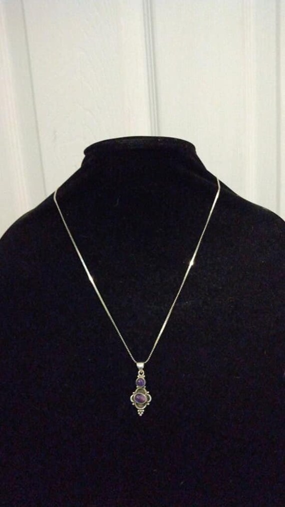 Sterling silver amethyst pendant necklace - image 3