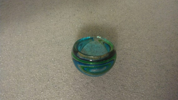 Handmade blue-green glass ring, US size 8.5 - image 4