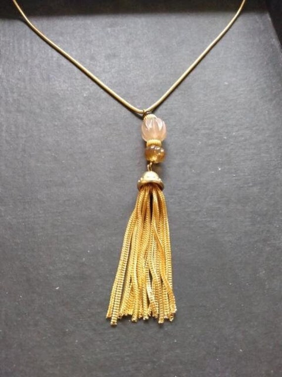 Talbot's long gold tone tassel pendant necklace