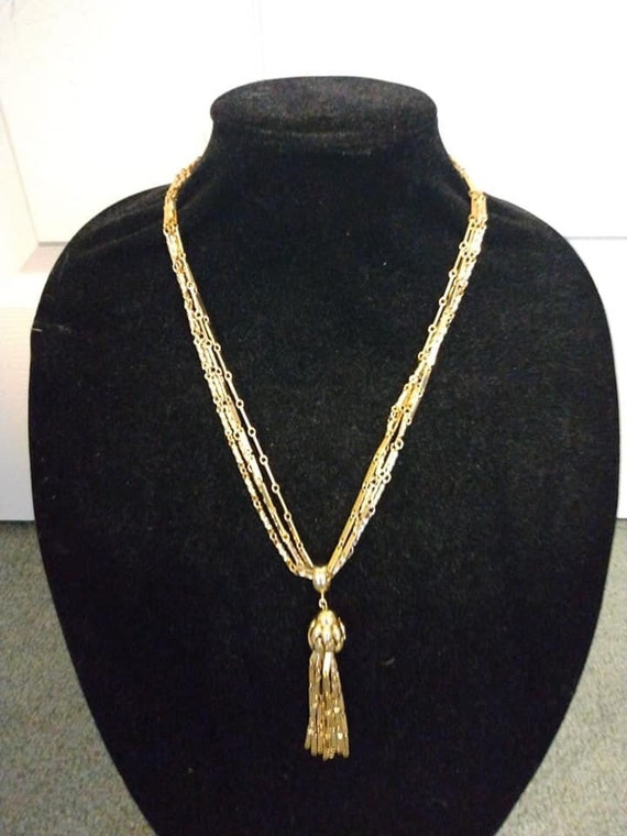 Kramer gold tone tassel pendant necklace
