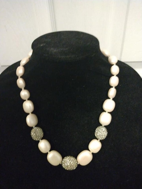 Talbot's large faux pearl and rhinestone necklace