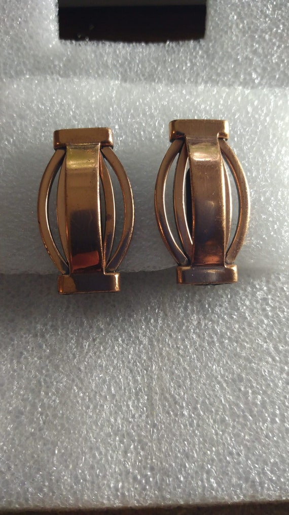 Renoir copper modernist clip-on earrings